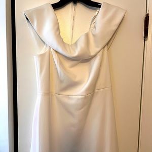 Calvin Klein Seamed White Off Shoulder Pencil Dress NWT 14